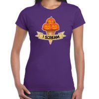 Bellatio Decorations Halloween verkleed t-shirt dames - pompoen - paars - themafeest outfit - I scream 2XL  - - thumbnail