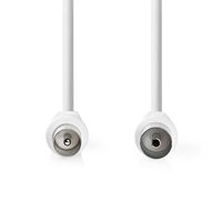 Nedis Coaxkabel | IEC (Coax) Male | IEC (Coax) Female | Vernikkeld | 90 dB | 75 Ohm | Dubbel Afgeschermd | 2.00 m | Rond | PVC | Wit | Label -