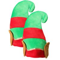 Kerstelf muts - 2x - met oren - groen/rood - volwassenen?- polyester - elfenmuts - puntmuts Kerstelf muts - 2x - met oren - groen/rood - volwassenen?- polyester - elfenmuts - puntmuts