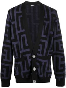 Balmain cardigan imprimé à col v - Bleu