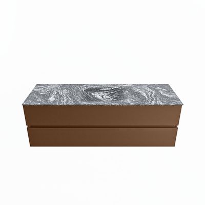 MONDIAZ VICA-DLUX 150cm badmeubel onderkast Rust 2 lades. Inbouw wastafel CLOUD midden 1 kraangat, kleur Lava.