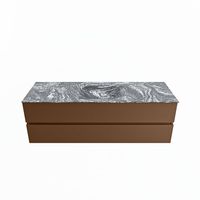 MONDIAZ VICA-DLUX 150cm badmeubel onderkast Rust 2 lades. Inbouw wastafel CLOUD midden 1 kraangat, kleur Lava.