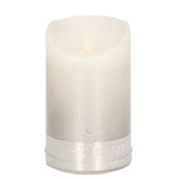 1x Zilver/witte LED kaarsen/stompkaarsen 12,5 cm   -