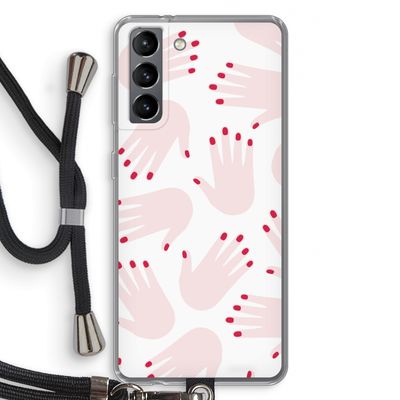 Hands pink: Samsung Galaxy S21 Transparant Hoesje met koord