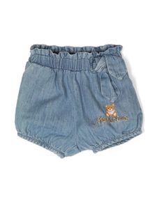 Moschino Kids short en jean à broderie Teddy Bear - Bleu