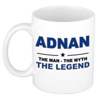 Adnan cadeau mok - man myth legend - naam koffiemok / beker - wit en blauw - 300 ml