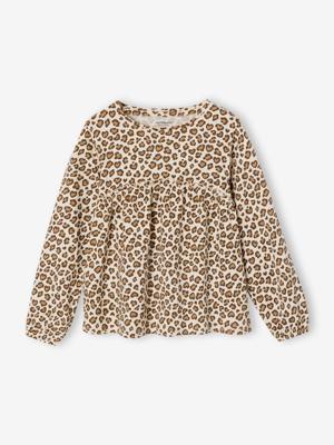 Shirtblouse met print voor meisjes beige