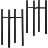 Mica Decorations - 2x - bloempot plantenpot standaard / verhoger - zwart - B34 x H71 cm - metaal