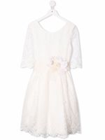 Mimilù robe à fleurs appliquées - Blanc