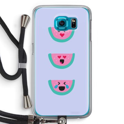 Smiley watermeloen: Samsung Galaxy S6 Transparant Hoesje met koord
