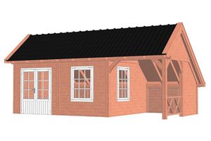Trendhout Kapschuur De Hoeve XL 765x440 cm - Combinatie 1- Kapschuurdak- Onbehandeld lariks Douglas hout- Trendhout