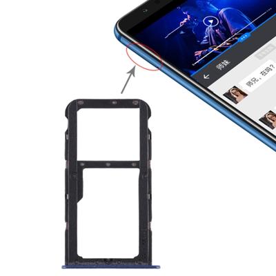 SIM-kaart lade + SIM-kaart lade/micro SD-kaart lade voor Huawei Honor Play 7X (blauw)