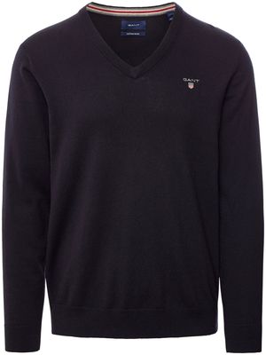 Trui V-hals katoen en wol Van GANT blauw
