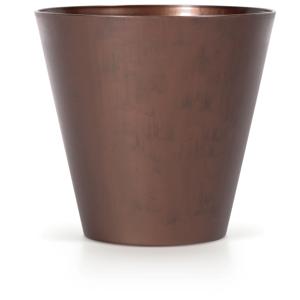 Bloempot/plantenpot voor buiten - kunststof - brons/cortenstaal look - D25 x H23 cm - 7 liter