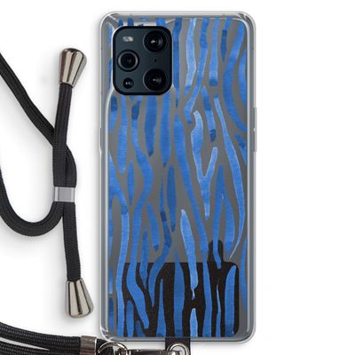 Blauwe nerven: Oppo Find X3 Transparant Hoesje met koord