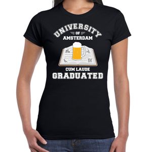 Studenten carnaval t-shirt zwart university of Amsterdam voor dames