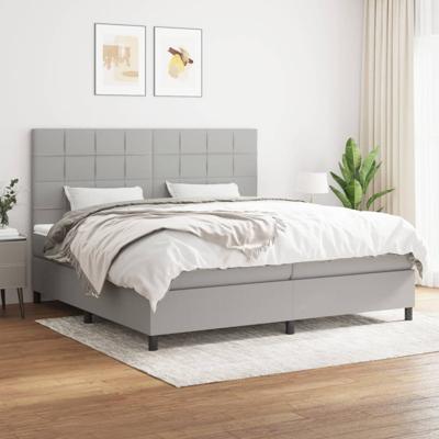 Boxspring met matras stof lichtgrijs 200x200 cm