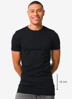 HEMA Heren T-shirt Slim Fit O-hals Extra Lang Zwart (zwart)