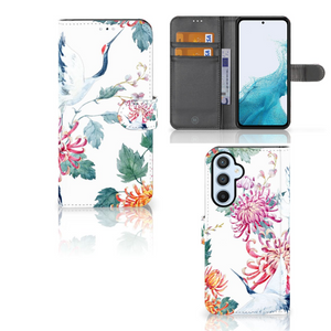 Samsung Galaxy A54 5G Telefoonhoesje met Pasjes Bird Flowers