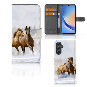 Samsung Galaxy A24 4G Telefoonhoesje met Pasjes Paarden