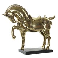 Home decoratie dieren beeldje - Paard - 24 x 25 cm - voor binnen - goud kleur
