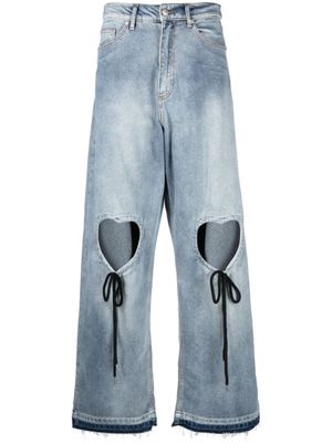 Natasha Zinko jean à découpes cœur - Bleu