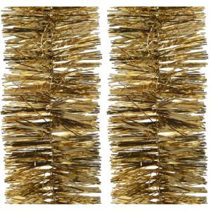 Decoris Kerstslingers- 4x -guirlande - goud - glanzend lametta - 270cm