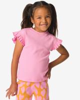 HEMA Kinder T-shirts rib bloemen - 2 stuks roze (roze)