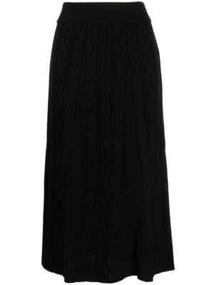 b+ab jupe mi-longue à taille élastiquée - Noir