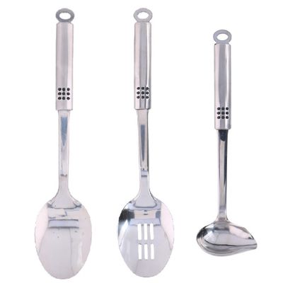 3-Delige keukengerei set opscheplepel, schuimspaan en saus/juslepel 29 en 34 cm van RVS 3-Delige keukengerei set opscheplepel, schuimspaan en saus/juslepel 29 en 34 cm van RVS