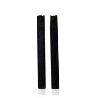 Magic Flame Dinerkaarsen - LED - 8x stuks - zwart - 25 cm - met glitters