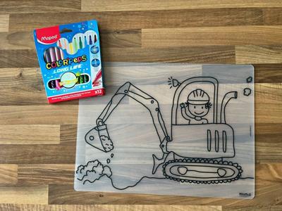 Herkleurbare placemat Graafmachine