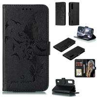 Feather patroon Litchi textuur horizontale Flip lederen draagtas met portemonnee & houder & kaartsleuven voor Xiaomi mi CC9e (zwart)