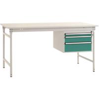 Manuflex BB5271.0001 Compleet bijzettafel basis stationair met melamine schijf + behuizing onderbouw, bxdxh: 1250 x 800 x 780 mm Grijs, Groen