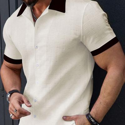 Bon&Bon Homme Men's Beige Contrast Trim Short Sleeve Casual Shirt Beige / XL
