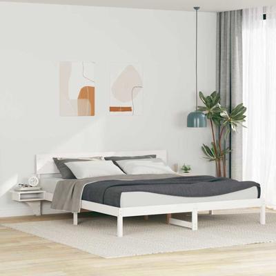 Bedframe met nachttafels Wit 180 x 200 cm Massief grenenhout