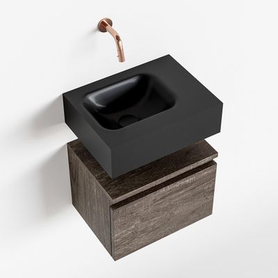 Toiletmeubel Mondiaz Andor | 40 cm | Meubelkleur Dark brown | Lex vrijhangend wastafel Urban Links | Zonder kraangat