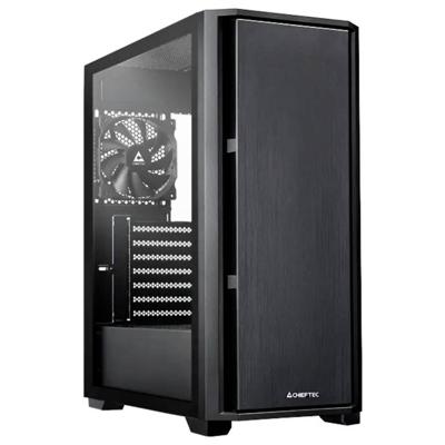 Chieftec AS-02B-TG-OP Midi-tower PC-behuizing Zwart 1 voorgeïnstalleerde ventilator, Zijvenster