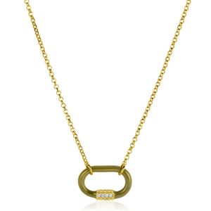Zinzi ZIC2374 Ketting zilver-emaille-zirconia goudkleurig-olijfgroen-wit 40-45 cm