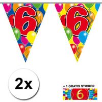 2x vlaggenlijn 6 jaar met gratis sticker