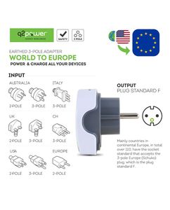 Q2 Power 1.100110 Reisadapter Wereld-naar-europa Usb Geaard