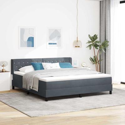 Boxspringbed met Matras Donkergrijs 180x200 cm Fluweel