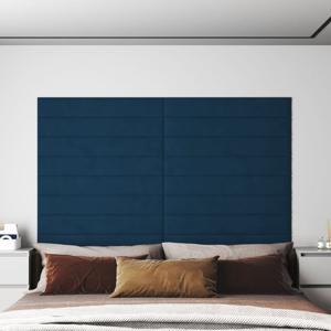 Wandpanelen 12 st 1,62 m 90x15 cm fluweel blauw