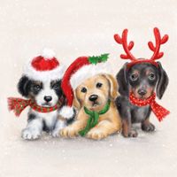 Kerst thema servetten - 60x st - 33 x 33 cm - honden print