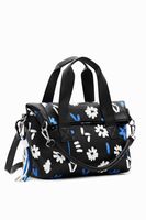 Middelgrote tas met bloemen - BLACK - U