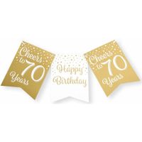 Verjaardag Vlaggenlijn 70 jaar - binnen - karton - wit/goud - 600 cm