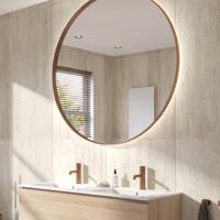 Ben Mimas ronde spiegel met LED verlichting en anti-condens Ø120cm geborsteld koper