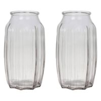 Bellatio Design Bloemenvaas - 2x - transparant glas - D12 x H22 cm - Vazen