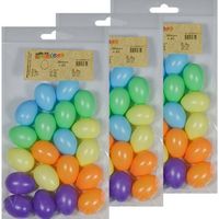 60x Plastic eitjes multikleur/gekleurd 4 cm decoratie/versiering - Feestdecoratievoorwerp - thumbnail