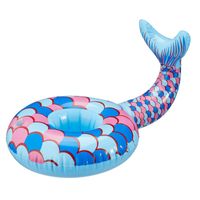 Blauwe opblaas drank houder zeemeerminstaart 28 cm